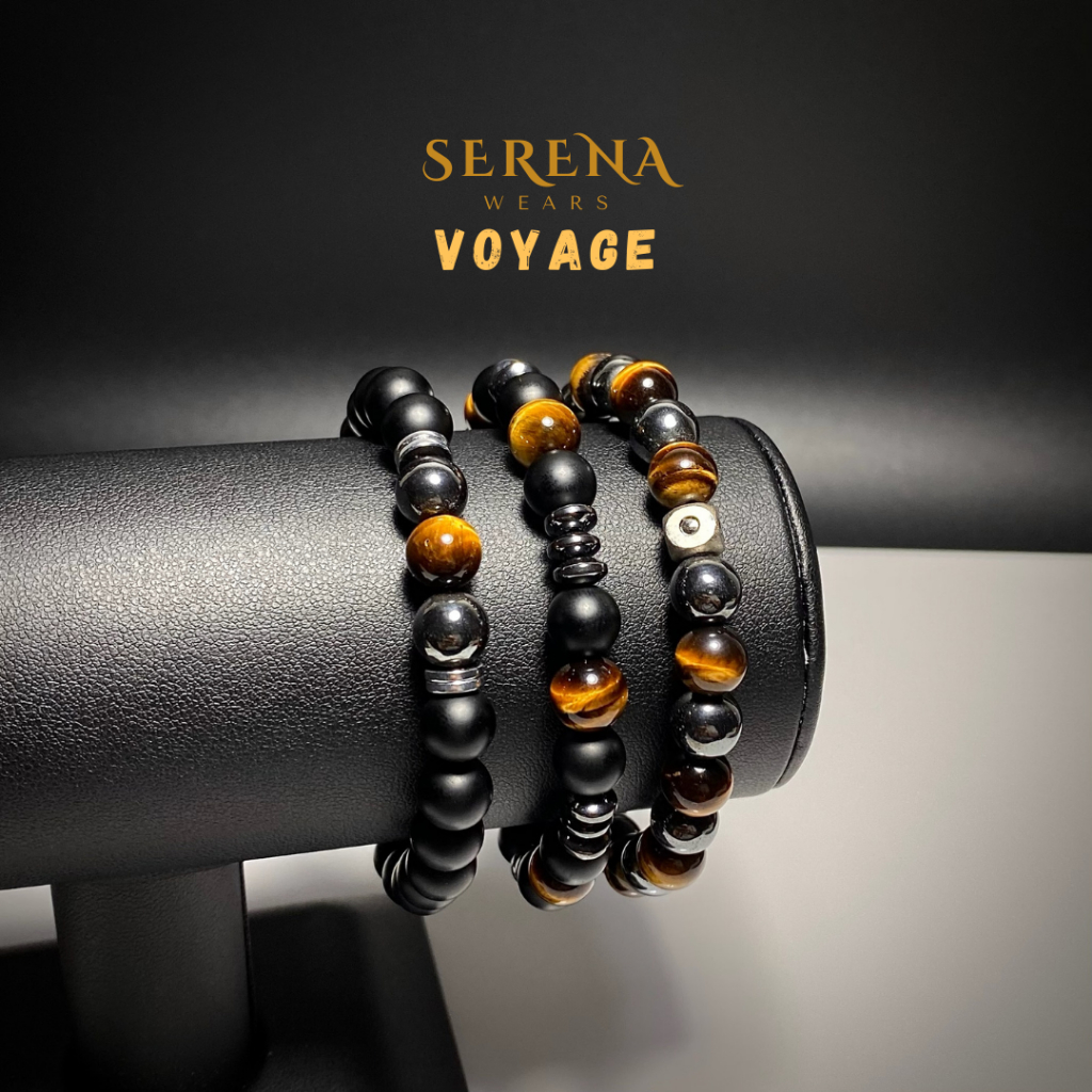 SERENA x VOYAGE ✨ กำไลหินแท้ Tiger's Eye and Black Onyx 8mm