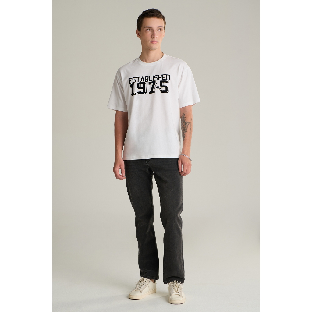 Mc jeans เสื้อยืดแขนสั้นผู้ชาย ทรงโอเวอร์ไซส์ สีขาว MTTZ751