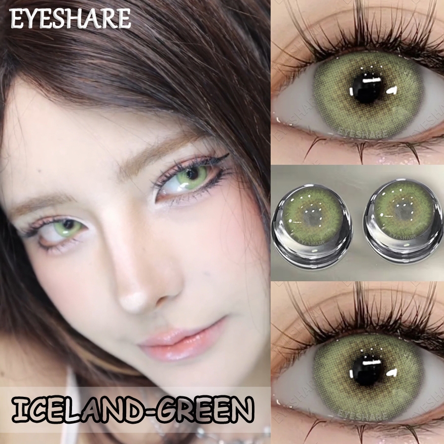 คอนแทคเลนส์ ICELAND คอนเทคเลนส์มินิ สีเขียว/สีน้ำตาล 14.2มม สาวหวาน คอนแทคเลนส์รายปี 1คู่