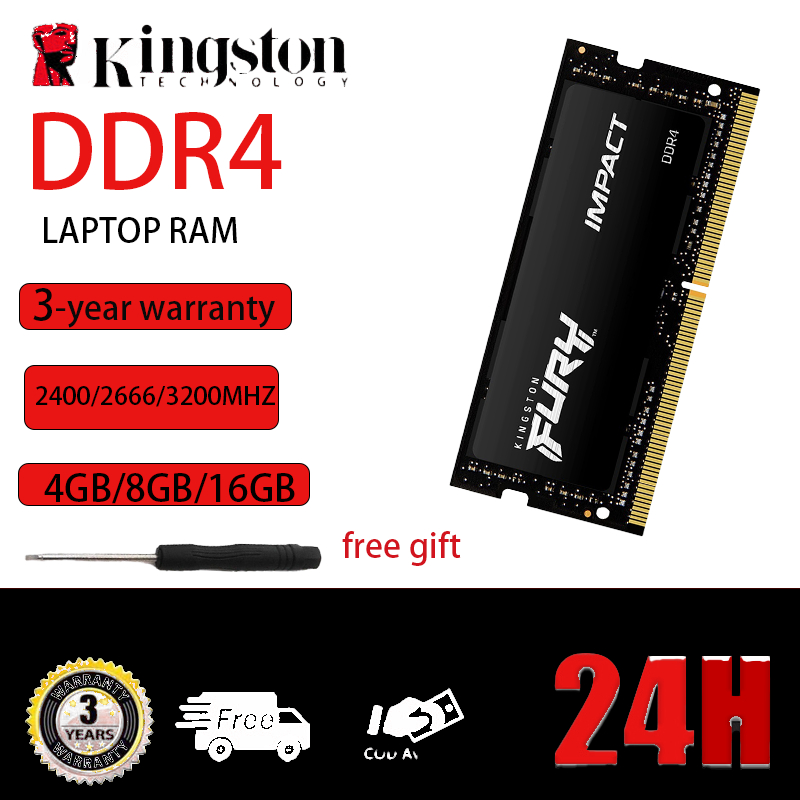 Kingston Fury Laptop RAM DDR4 4GB/8GB/16GB 2400MHZ 2666MHZ 3200MHZ SODIMM For notebook