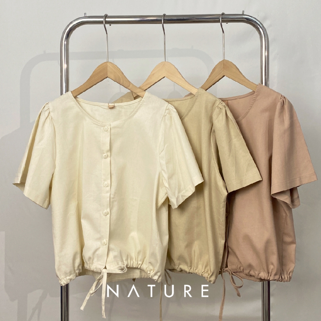 ลด 𝟲𝟬.-พิมพ์ NTBCTT nature.bkk - TPN2008 เสื้อลินินเดลนี่ delney linen top