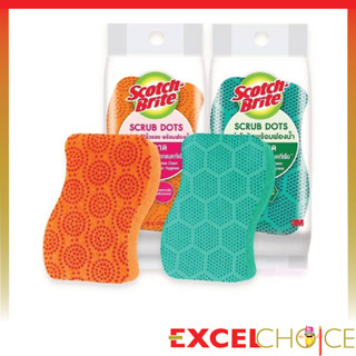 สก๊อตช์-ไบรต์ แผ่นใยขัดพร้อมฟองน้ำสครับดอท SCRUB DOTS 3M Scotch-Brite SB