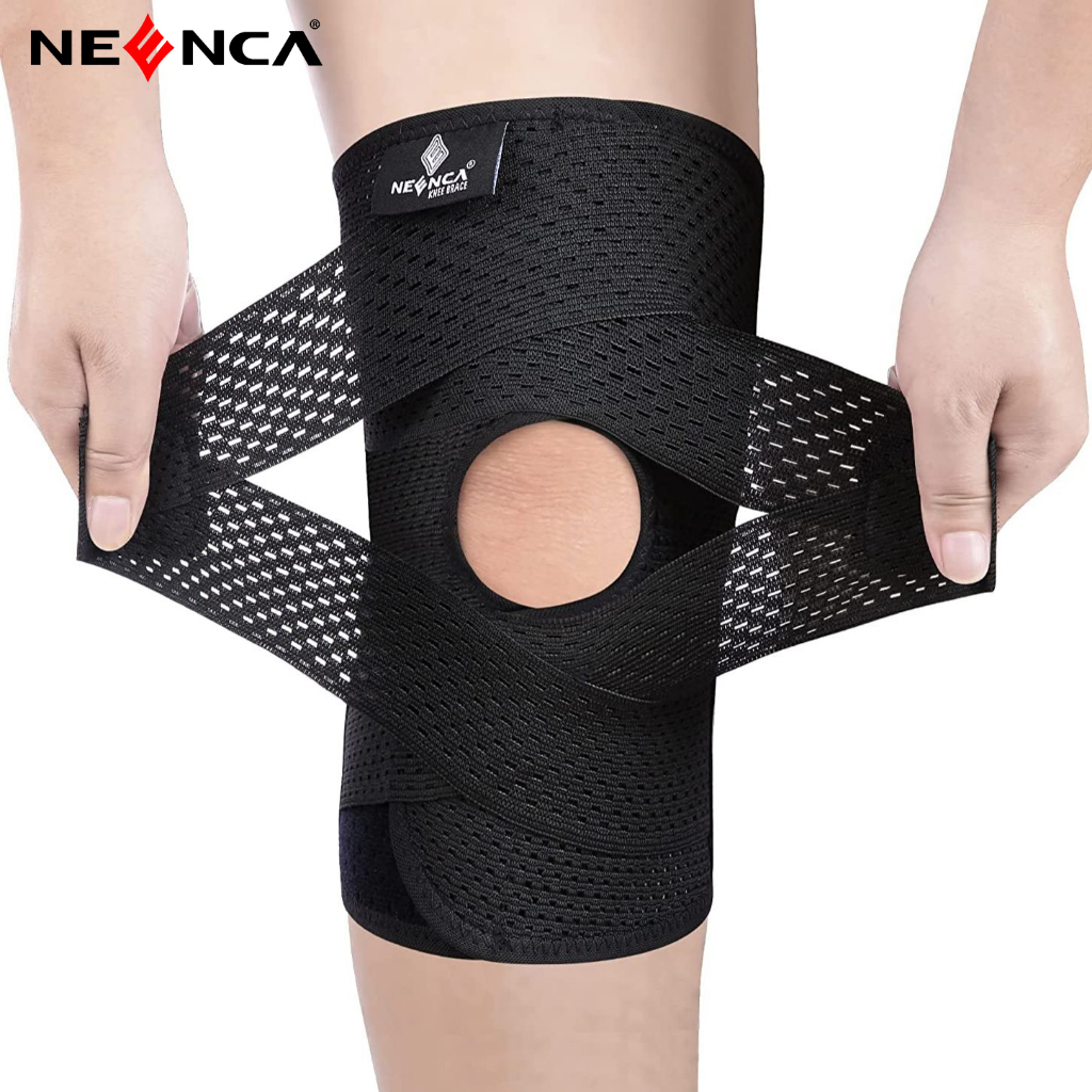 NEENCA 1 คู่ - สนับเข่ามืออาชีพมาพร้อมกับตัวรองรับด้านข้าง ระบายอากาศได้และทนต่อเหงื่อ ใช้เพื่อบรรเทาอาการปวดเข่าและสำหร