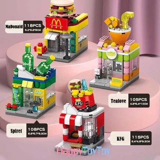 บล็อคตัวต่อ ตัวต่อ รูปวิวถนน เสริมการเรียนรู้เด็ก DIY ขนาดเล็ก ของเล่นสําหรับเด็ก