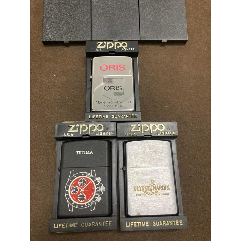 ขายไฟแช็คนาฬิกาแบรนดังหายากไม่มีขายทั่วไป Vintage Lighter Zippo Oris & Ulysse Nardin & Tutima Watch 