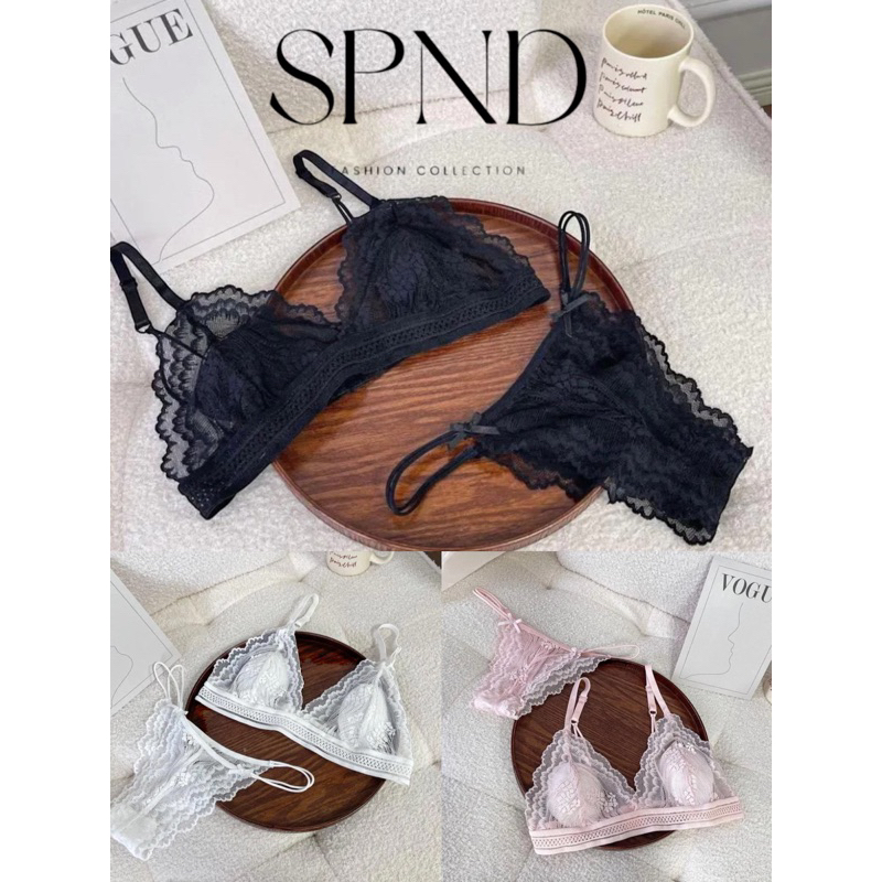 𝐒𝐏𝐍𝐃🖤【พร้อมส่ง】ชุดชั้นในลูกไม้นิ่ม ฟองน้ำบาง มี3สี ดำ ชมพู ขาว So09 สวยมากต้องมีติดตู้จ้า【ไม่ระบุชื่อสินค้า】