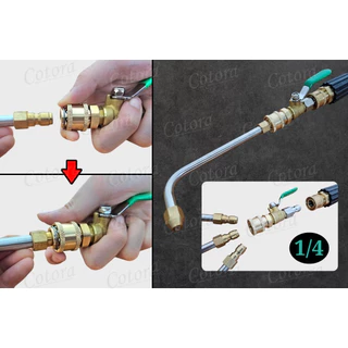 หัวฉีดน้ำล้างแอร์ Cotora 1/4 สายไฮดรอลิค ต่อปั๊มฉีดน้ำ หัวฉีดล้างแอร์ (แถมฟรี เทปพันเกลียว) 30 90 U