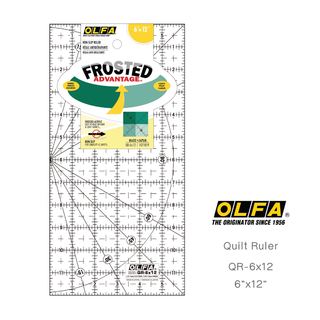 OLFA ไม้บรรทัดสเกลตัดผ้างานควิล์ท  QR-6X12 นิ้ว