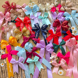 (พร้อมส่ง) โบว์ DIY ติดของขวัญ ติดช่อดอกไม้💐 ทำมาลัย จากริบบิ้นผ้าซาติน 🎀 โบว์สำเร็จรูป Bow Ribbon ของขวัญ งาน วันสำคัญ