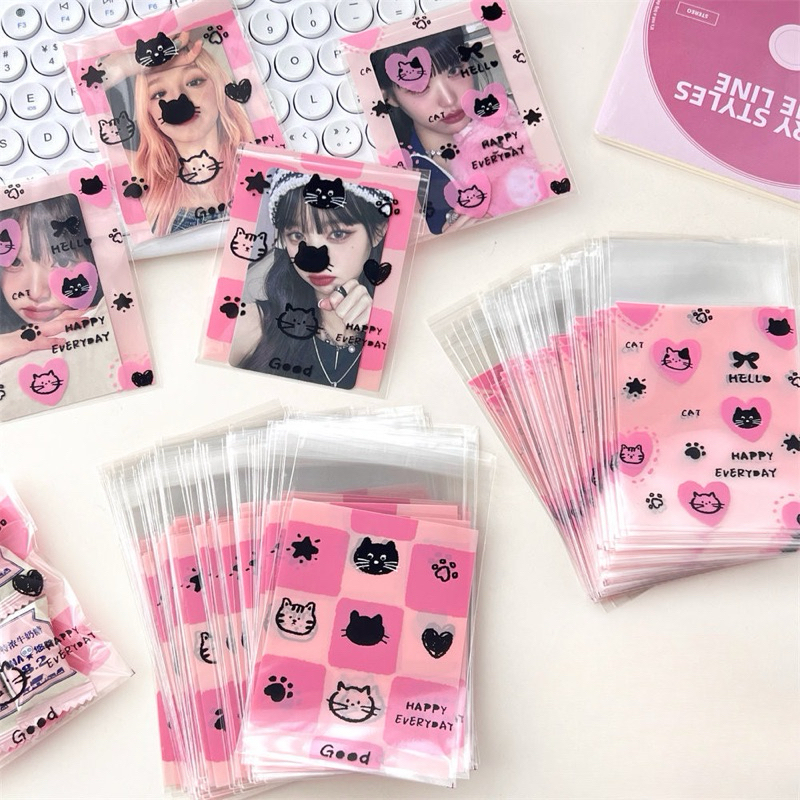 ✨🎀พร้อมส่ง!ถุงฝากาว ลายน้องแมวน่ารัก แพค50ชิ้น แพคการ์ด น่ารักมาก สำหรับใส่การ์ด - รูปที่ 2
