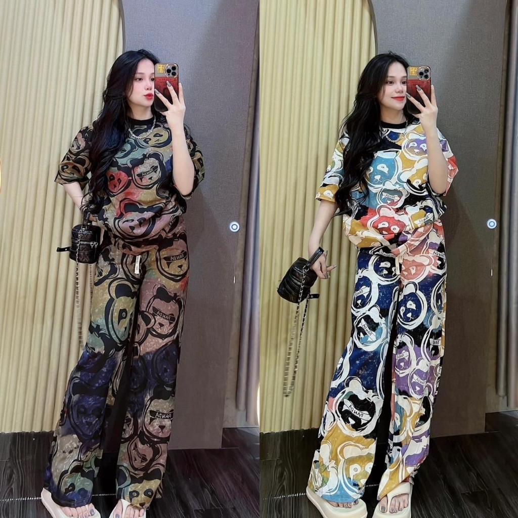 S192-ชุดเซ็ท2ชิ้น พิมพ์ลาย Galaxy แขนสั้นขายาว กางเกงมีเชือกรูดกระเป๋าข้าง