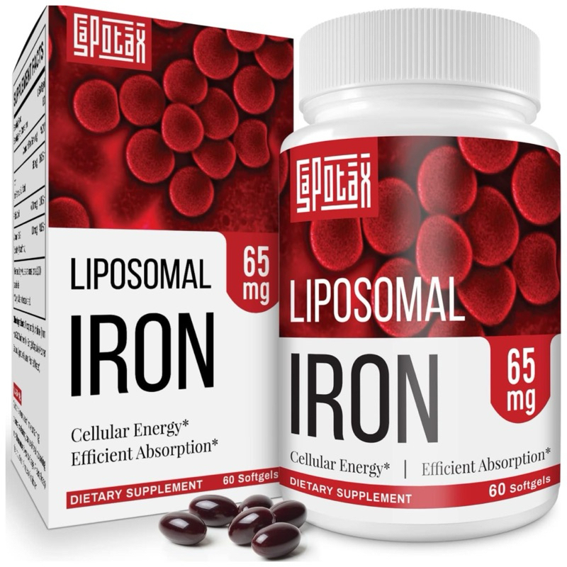 [SAPOTAX]❇️LIPOSOMAL IRON 65 MG (เสริมธาตุเหล็ก + กรดโฟลิก + วิตามิน บี12) ( 60 ซอฟ์ทเจล )