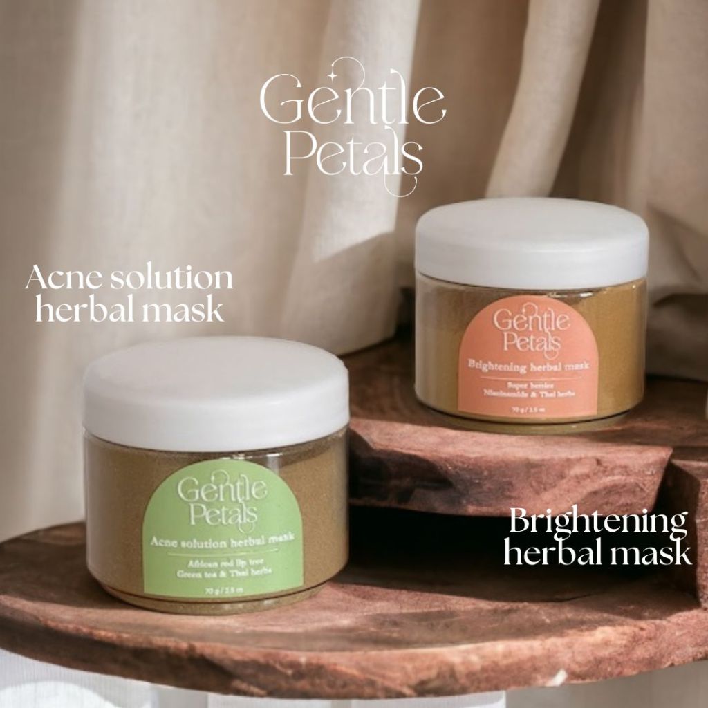 Gentle Petals มาสก์หน้า สครับ ผิวกระจ่างใส ลดสิว จุดด่างดำ แลดูอ่อนวัย ลดผิวมัน รูขุมขนกว้าง มาส์กหน้าสมุนไพร herbal
