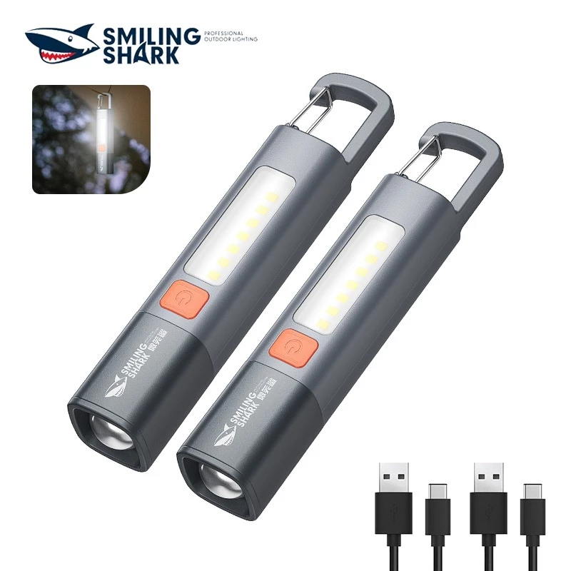 [🇹🇭พร้อมส่ง🎁]Smiling SHARK ไฟฉาย LED ขนาดเล็ก สว่างมาก ไฟฉายแรงสูง ไฟฉาย2in1 ไฟฉายอเนกประสงค์ สําหรับกลางแจ้ง SD