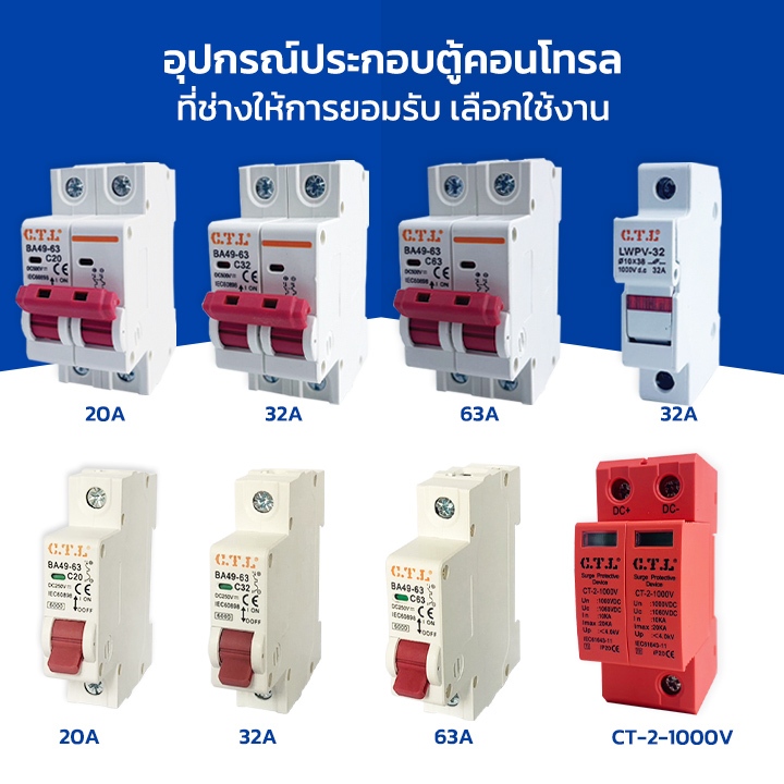 เบรคเกอร์ DC เซฟตี้เบรกเกอร์ Breaker ฟิวส์ ลูกย่อย  Surge Protectiveโซล่าเซลล์ ป้องกันฟ้าผ่า พร้อมส่งในไทย