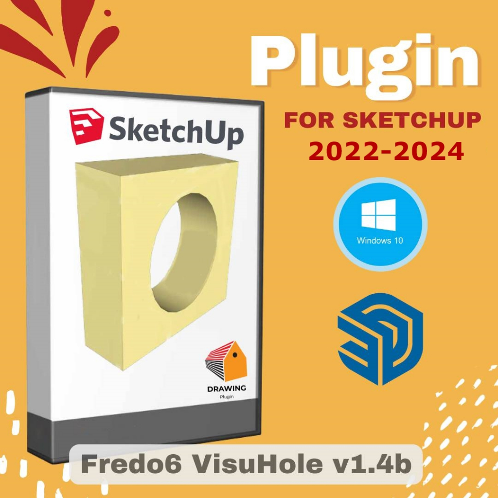 Fredo6 VisuHole v1.4b ( ปลั๊กอินเจาะพื้นผิว ) | for SKP 2022-2024
