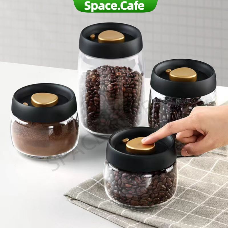 [Space.Cafe]โหลแก้วสูญญากาศ พร้อมวาล์ว แท้จากญี่ปุ่น สำหรับใส่ชา ผงชา และกาแฟ ป้องกันอากาศเข้า