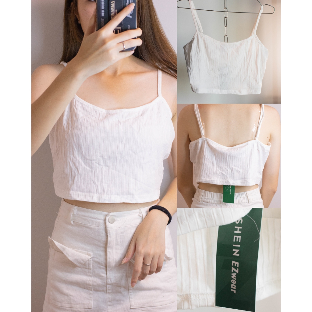 🌈พร้อมส่ง🌈เสื้อครอปสายเดี่ยว ผ้าร่อง สายปรับได้ เอวลอย | เสื้อกล้ามผู้หญิง แขนกุด สีพื้น ใส่เที่ยว ส