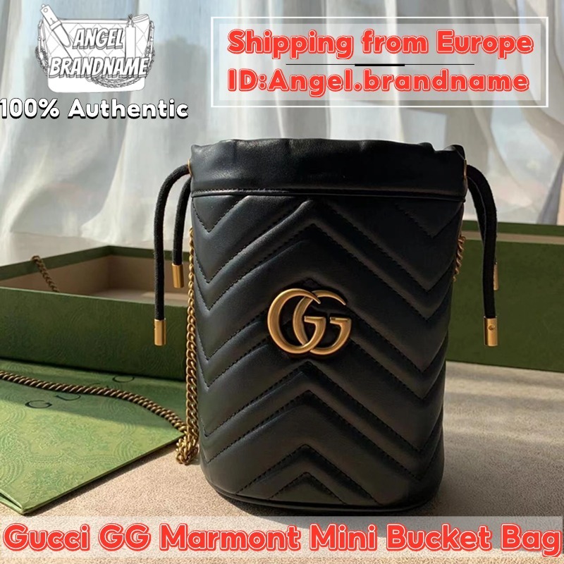 👜กุชชี่ GUCCI GG Marmont Mini Bucket Bag กระเป๋า สุภาพสตรี/กระเป๋าสะพายไหล่