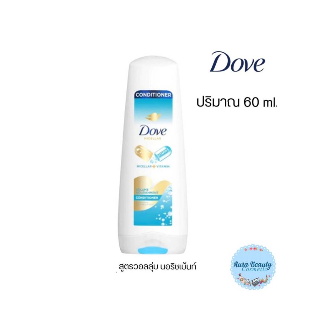 (1ขวด) Dove Conditioner Volumn Nourishment 60 มล. โดฟ ครีมนวดผม วอลลุ่ม นอริชเมนท์ สีฟ้า