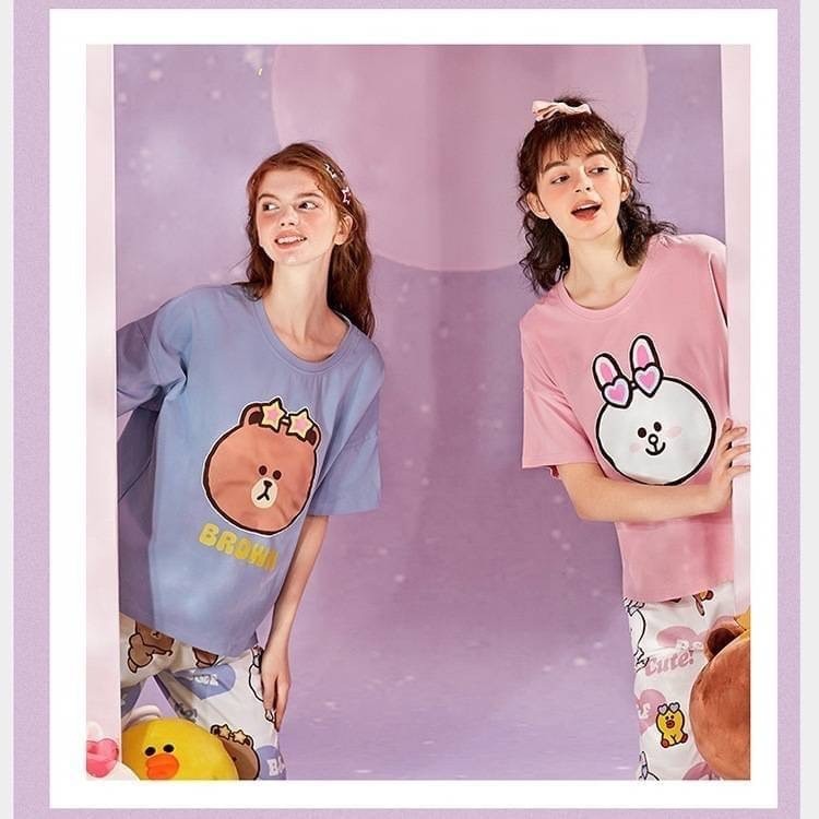 ชุดนอนลายการ์ตูน น่ารักมากๆ พร้อมส่ง ลาย โคนี่ กับ บราวน์