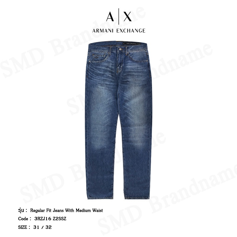 Armani Exchange กางเกงยีนส์ รุ่น Regular Fit Jeans With Medium Waist Code: 3RZJ16 Z2SSZ