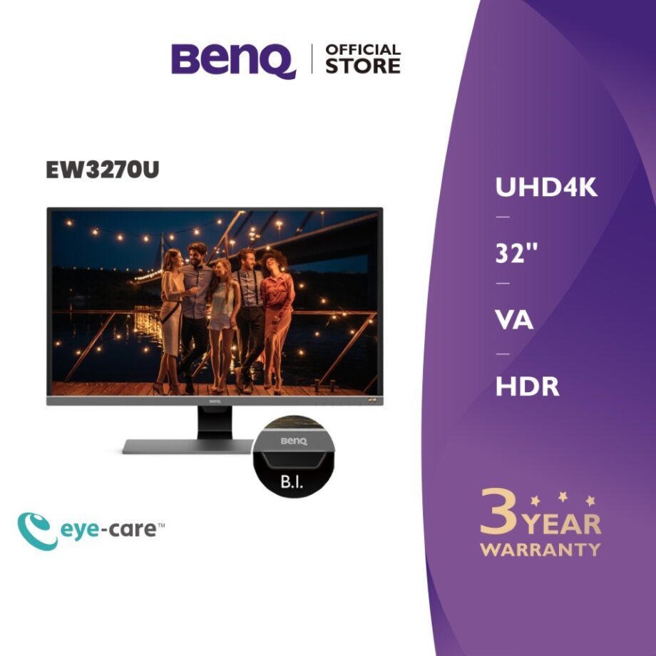 BenQ EW3270U 32นิ้ว 4K HDR USB-C Eye-care Multimedia Gaming Monitor (จอคอมเล่นเกม, จอคอมดูหนัง 4k)