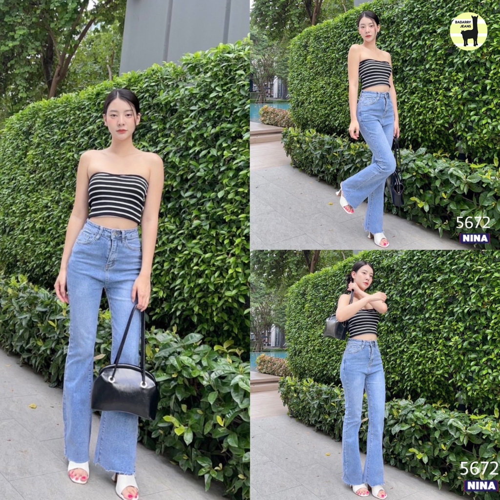 BabarryJeans งานขาม้า กางเกงยีนส์ขายาว เก็บพุงเก็บสะโพก (S-2XL) งานนำเข้า เกรด Premium สไตล์เกาหลี เอวสูงปรี๊ดๆ ยาว 41