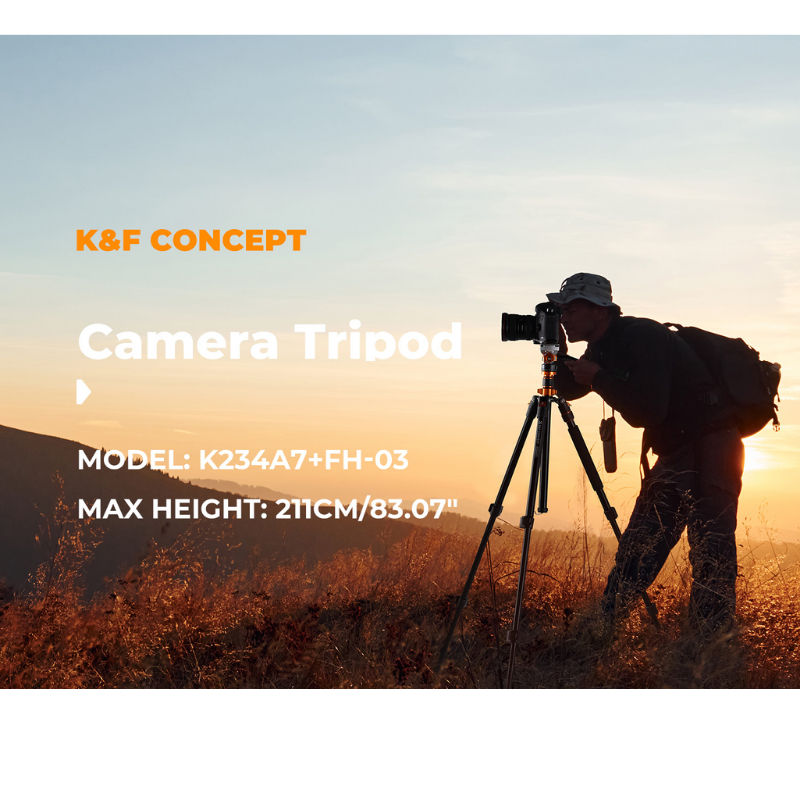 ขาตั้งกล้อง K&F K234A7+FH-03 หัวไฮดรอลิกพร้อมปรับการหน่วงที่ราบรื่น (KF09.136)