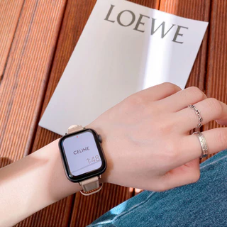 เหมาะสำหรับ iWatch สายหนังหัวเข็มขัดคู่ ultra S11 10 9 8 6 7 5 4 3 2 1 SE 49mm46mm44mm45mm42mm41mm38mm40mm