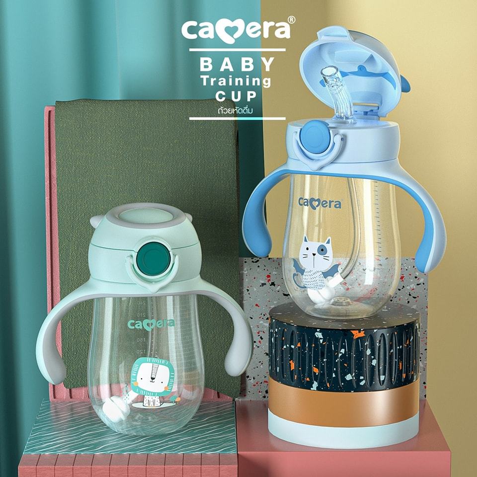 CAMERA | แก้วหัดดื่ม Step 3 หลอดกันสำลัก ฝาเพิ่มตัวล็อค