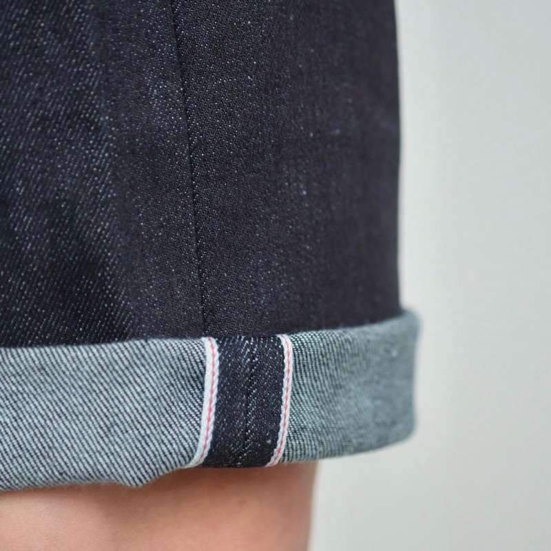 กางเกงยีนส์ริมแดงขาสั้นผ้ายืด12.5ออนซ์เป้าซิปย้อมสีDouble indigo เข้มจัดใส่สบายเฟดสวยทรงSLIM-FITป้ายหนังแท้ - รูปที่ 7