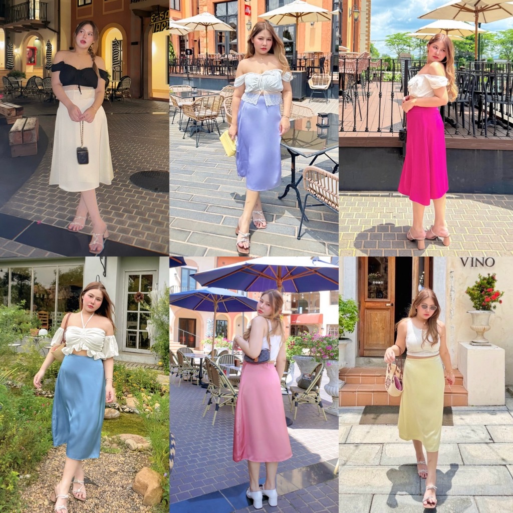 Spring Silky Skirt 🌺✨ กระโปรงผ้าซาตินปใส่พริ้วๆสบายๆ ใส่กับอะไรก็สวยจริงๆค่า 💗 MERRY HOUSE