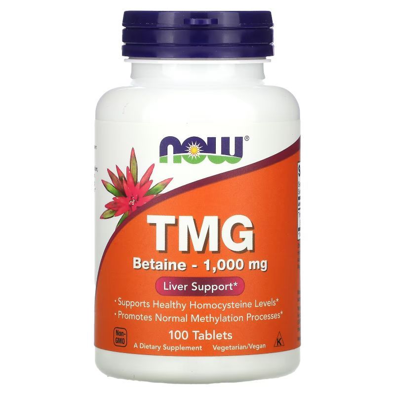 ไตรเมทิลไกลซีน NOW Foods, TMG, 1,000 mg, 100 Tablets