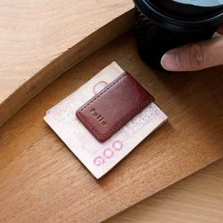 Folio : Khoon Money Clip ที่หนีบธนบัตรหนังแท้ฟอกฝาด แม่เหล็กแข็งแรง ปั๊มชื่อฟรี-รหัส10619