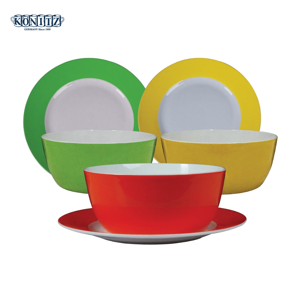 ถ้วยชาม เซรามิก ถ้วยไชน่าโบน 10 สี พร้อมจานรอง Konitz