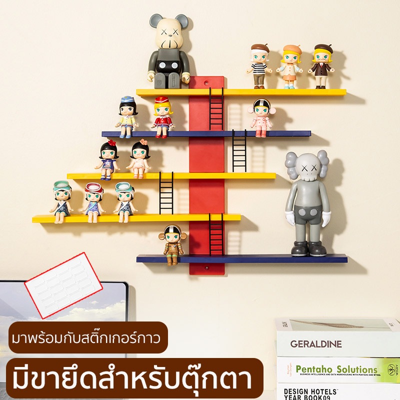 ชั้นแขวนผนัง ชั้นลอยสำหรับเด็กติดผนังรูปตุ๊กตาของเล่นแสดงชั้นวางหนังสือสำหรับห้องนอนห้องนั่งเล่นตกแต่งสถานรับเลี้ยงเด็ก