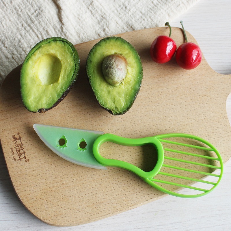 3 ใน 1 Avocado มีด Shea Corer Butter ผลไม้ Peeler เครื่องตัด Sheller และเนื้อเครื่องตัดพลาสติกมีดครัวผักเครื่องมือ