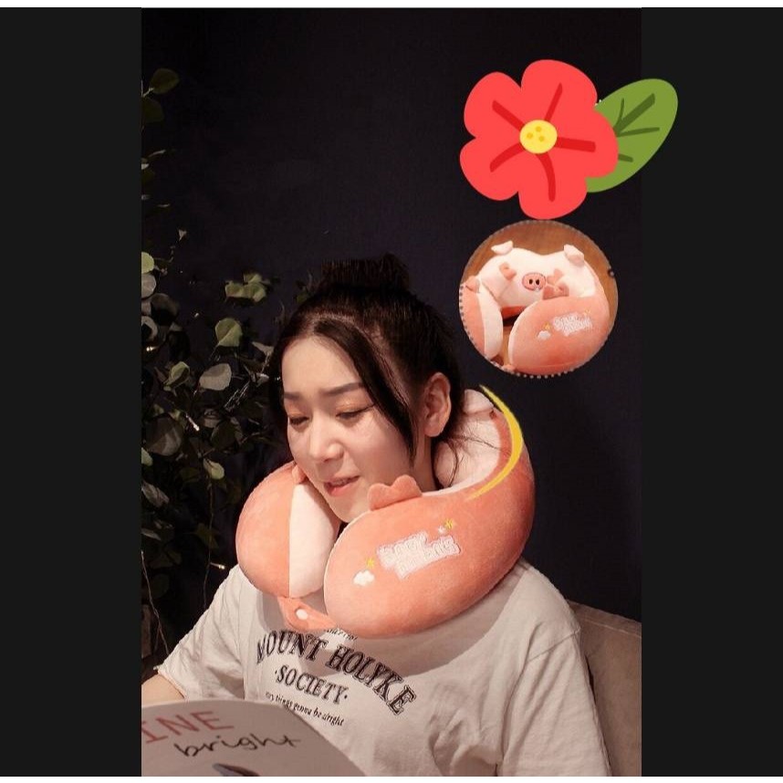 หมอนรองคอแบบพกพา ทรงสูงหนา ใยสังเคราะห์คุณภาพสูง ผ้าด้านอกเป็นผ้ากำมะหยี่ นุ่ม หลับสบายไม่ปวดคอ