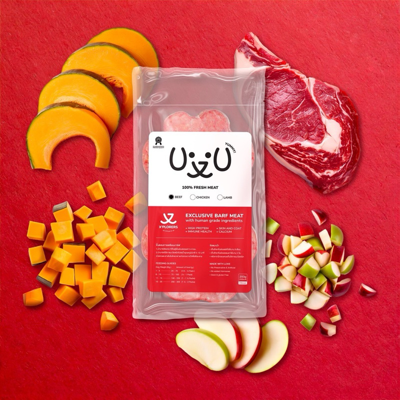 [✅โค้ดส่งฟรี+🎫โค้ดคุุ้ม]  บาร์ฟสุนัข - BARF  X 'PLORERS  สูตรเนื้อวัว 500g - (Nutrient mix)  BEEF  X