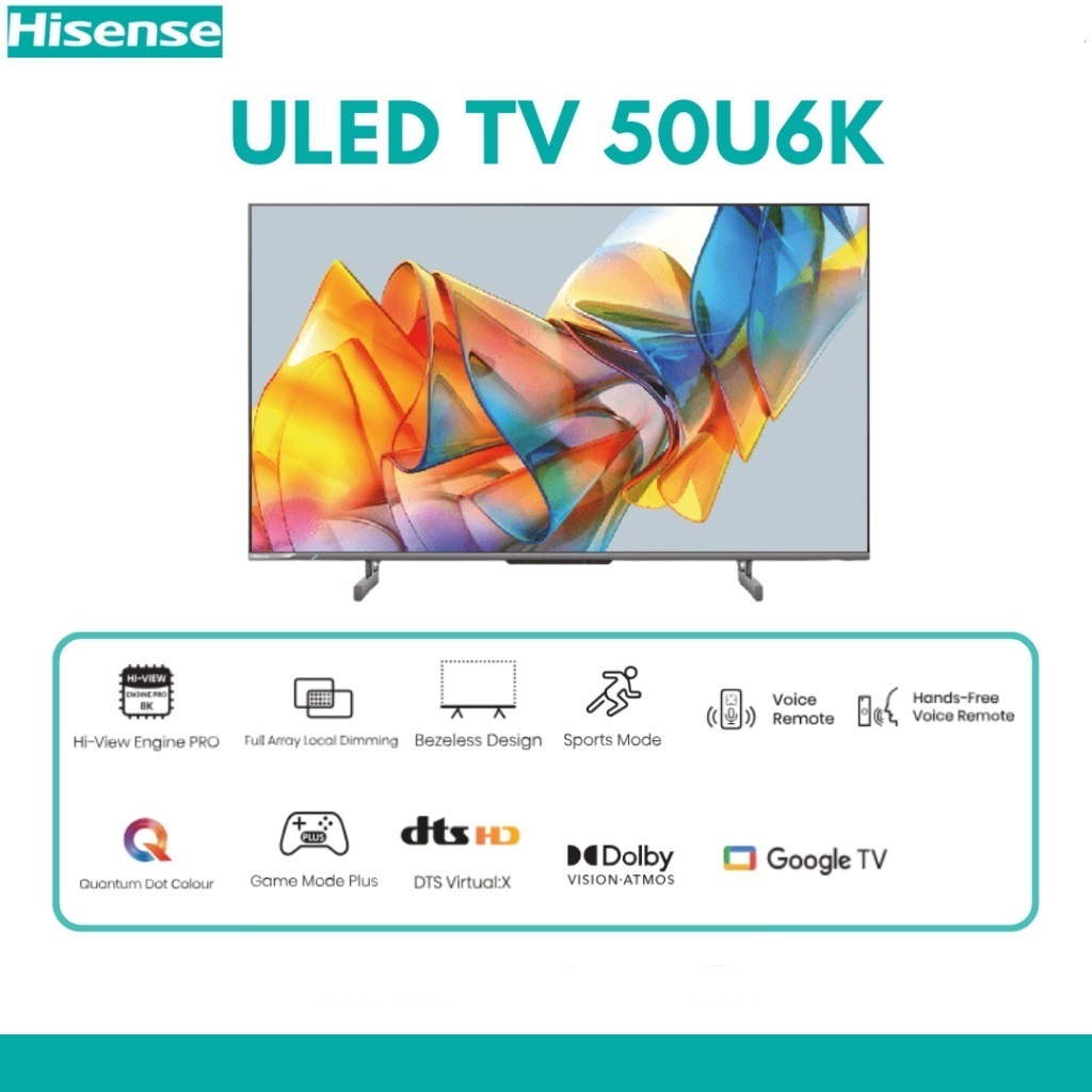 HISENSE แอลอีดี ทีวี 50 นิ้ว (4K, Google TV) 50U6K