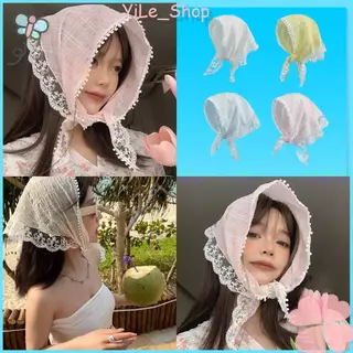 [จัดส่งจากไทย] ผ้าโพกศีรษะทรงสามเหลี่ยม สไตล์เกาหลี ฤดูร้อน เหมาะสำหรับใส่เที่ยวและถ่ายรูปทะเล