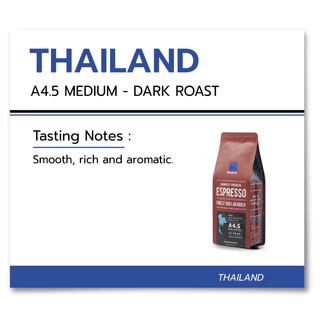 Bluekoff A4.5 เมล็ดกาแฟไทย อาราบิก้า100% เมล็ดกาแฟคั่ว ถุงสีแดง (Medium-Dark Roast) (1 ถุง บรรจุ 250 กรัม)