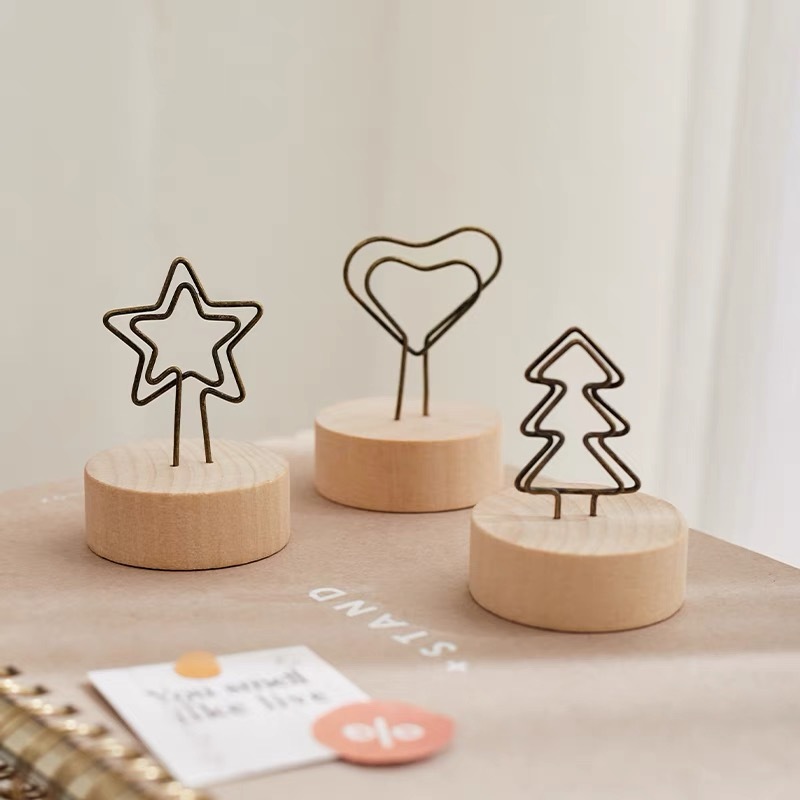 OurHome [พร้อมส่ง] ที่ใส่บันทึกข้อความไม้ ตกแต่งโต๊ะ แฮนด์เมด ของตกแต่งบ้านที่เรียบง่ายและน่ารัก message memo holder
