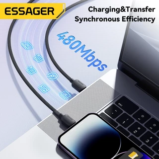 Essager PD29W 3A Type C ถึง L สายชาร์จ ส่งข้อมูลเร็ว 480Mbps มีเวลโคร for ip