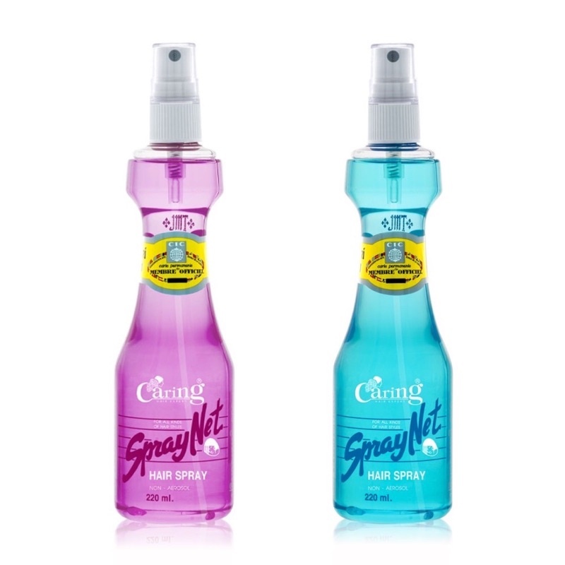 Caring Spraynet สเปรย์เนท ล๊อคผมแข็ง สเปรย์แคริ่ง จัดแต่งทรงผม สีชมพู/ฟ้า 120-220ml