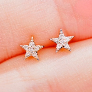 [ PCPY Jewelry ] ต่างหูเพชรดาว 💎 ทองคำแท้9K (ทอง37.5%) เพชรแท้น้ำ100 เบลเยี่ยมคัต [9KPE1243]