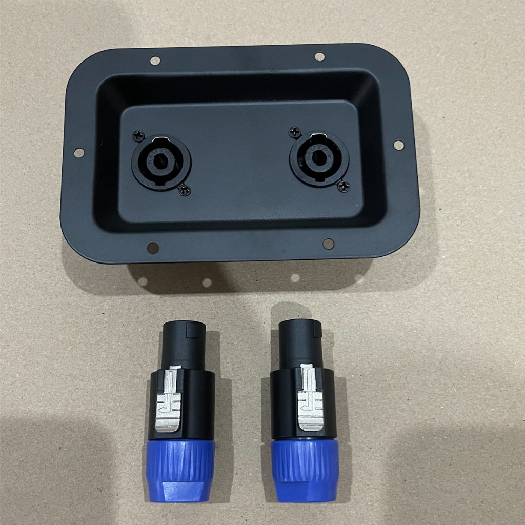 ชุคปลั๊กลำโพงสเปคคอน+แท็บลำโพงเหล็ก ไบติ้งบอร์ด สเปคคอนคู่ 14x9cm สีน้ำเงิน-สีส้ม