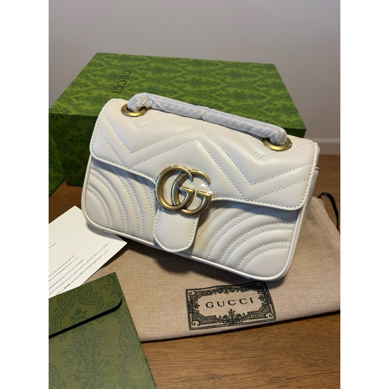 SALE 🔥 กระเป๋าสะพายสีขาว gucci marmont 22cm สวยเป๊ะตรงปก