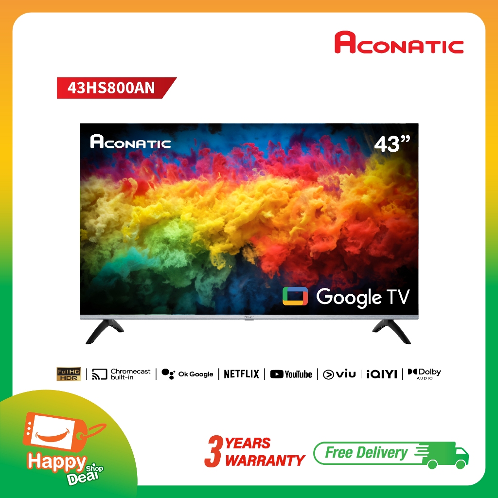 ใหม่ Aconatic ทีวี 43 นิ้ว FHD Google TV รุ่น 43HS800AN ระบบปฏิบัติการ Google/Netflix & Youtube, Wif